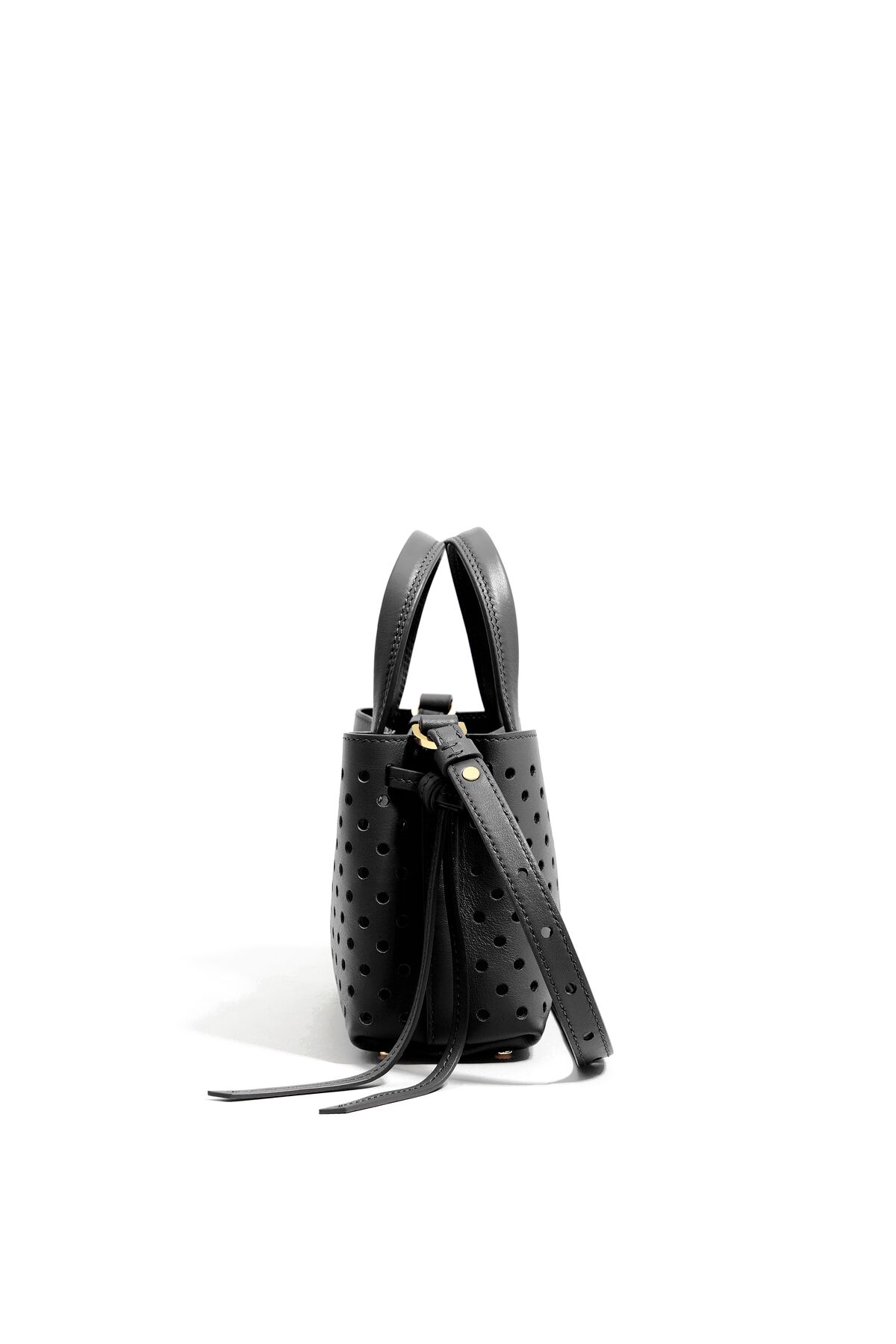 Bolsa mini de couro preto com estampa de Chihuahua