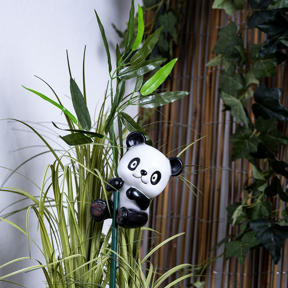 LED Solar Steckleuchte, Pandabär, Blätter, bunt, H 70 cm