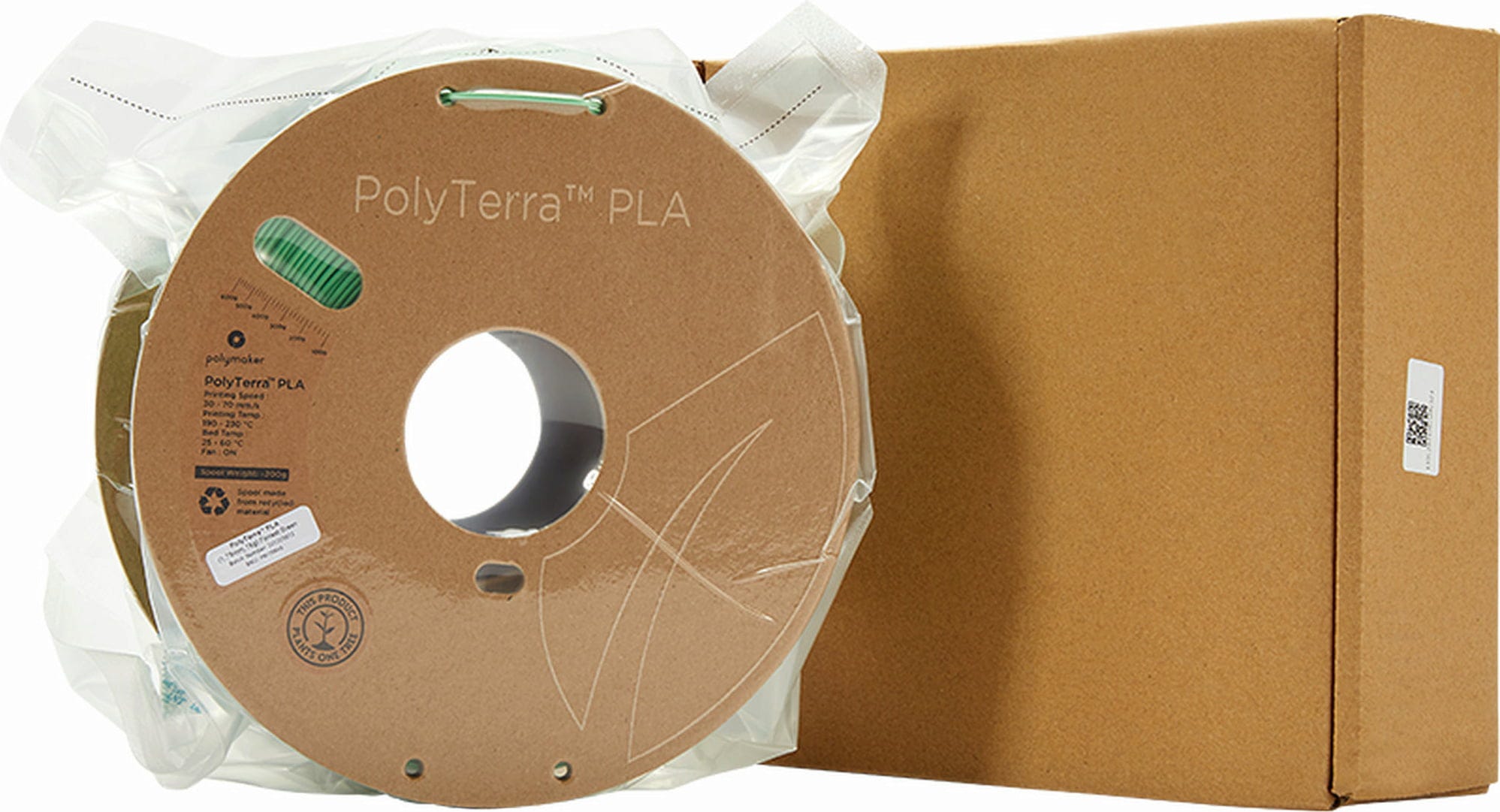 Polymaker  PolyTerra PLA Forrest Green, 1,75 mm / 1000 g    Filament mit reduziertem Kunststoffgehalt