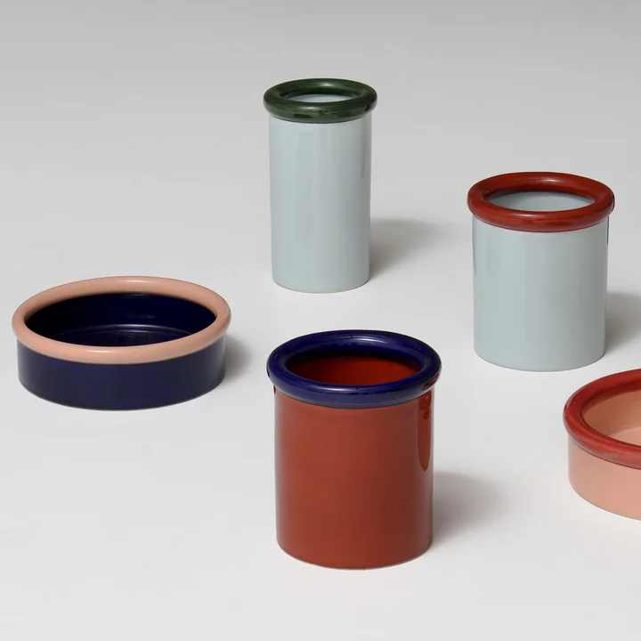 NINE - ROD Vase, Ø x H 12,3 x 21,5 cm, dunkelgrün / hellblau