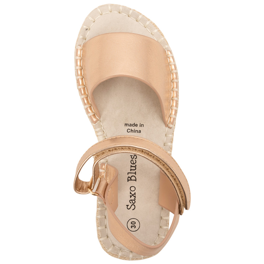 Sandales rose gold effet satiné à semelle en corde pour fille