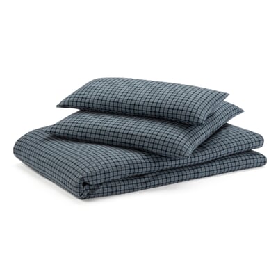 Bettbezug Flanell Webkaro, Blau, 155 × 220 cm