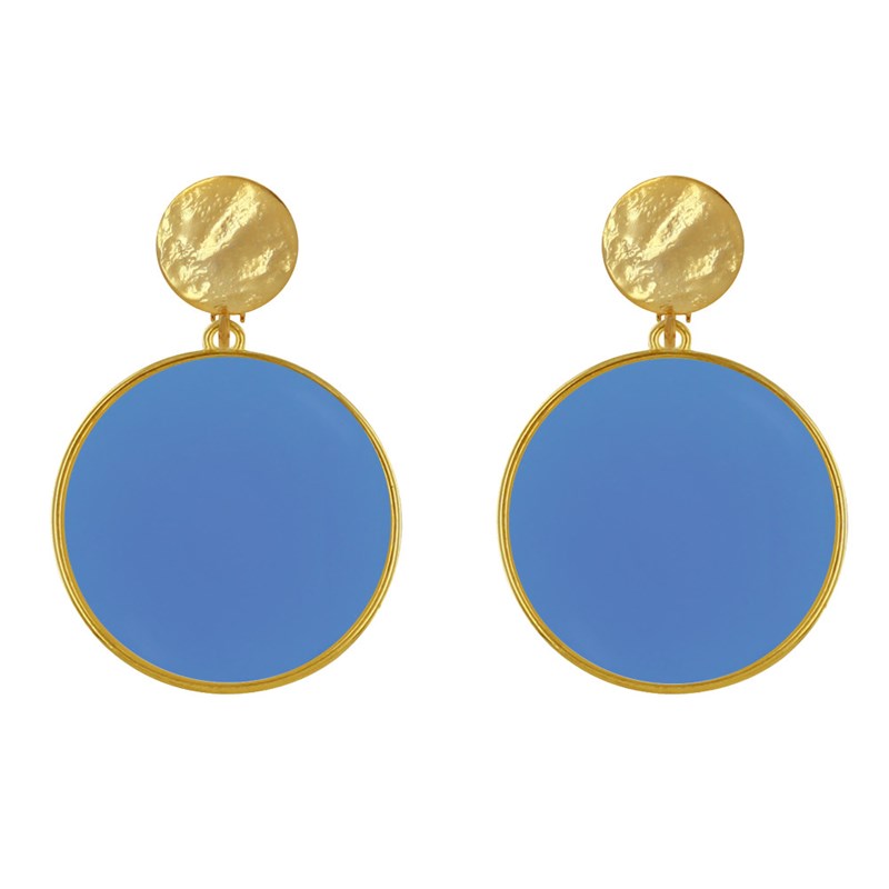 Boucles d'Oreilles Clip Métal Doré Cercle Coloré Translucide