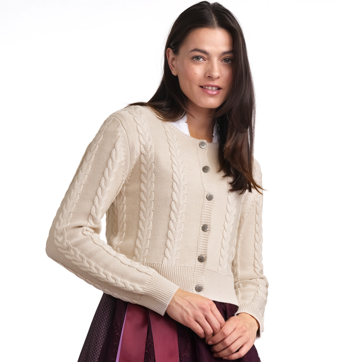 Gina Benotti Damen Strickjacke in Flecht-Struktur cremeweiss