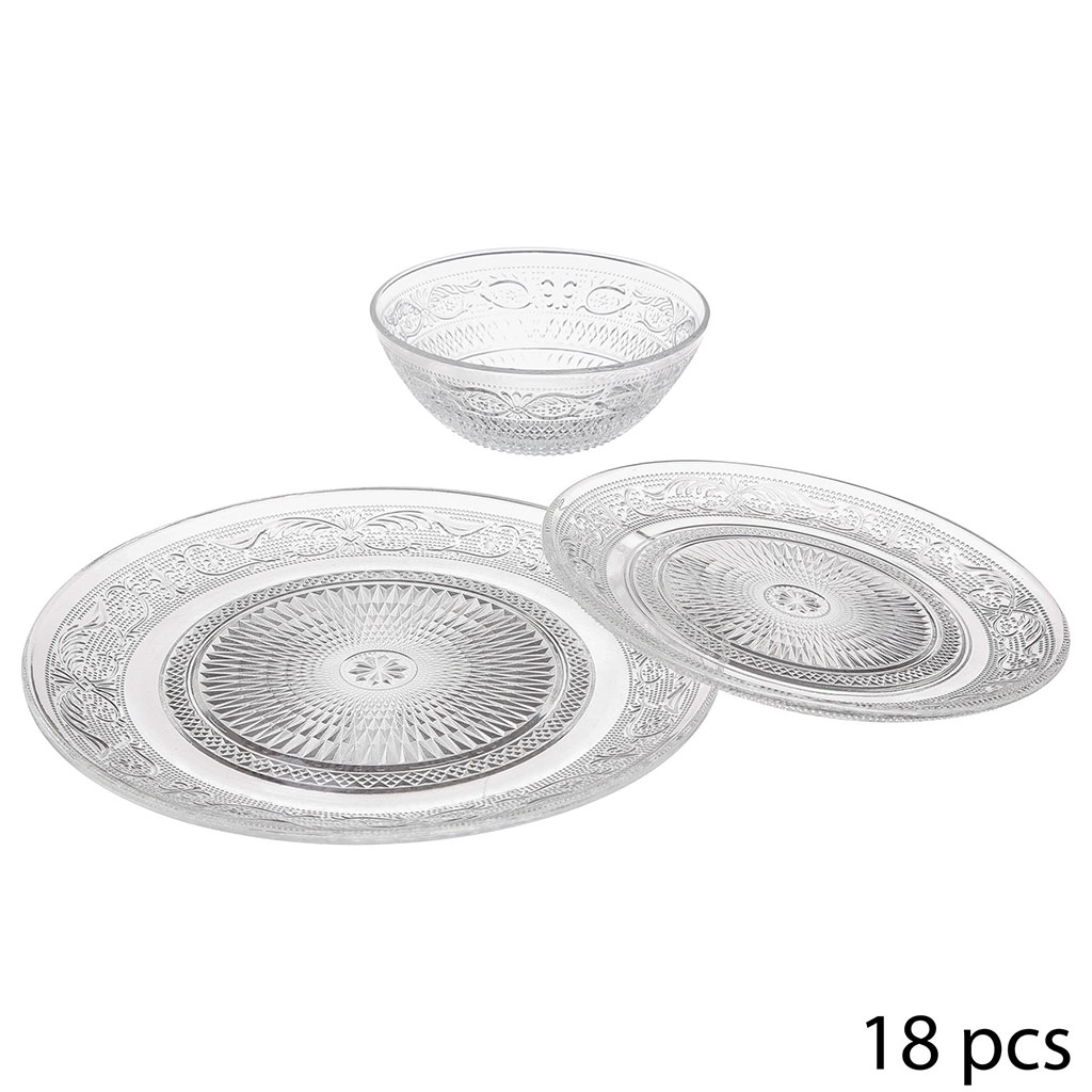 Service vaisselle 18 pièces en verre RENAISSANCE