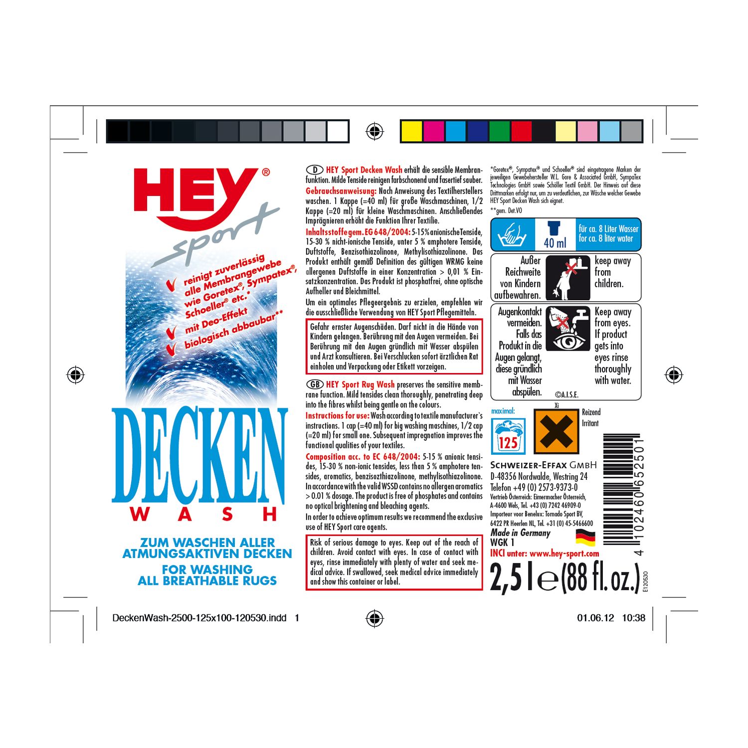 HEY-sport Decken Wash Waschmittel  - 2.5 Liter
