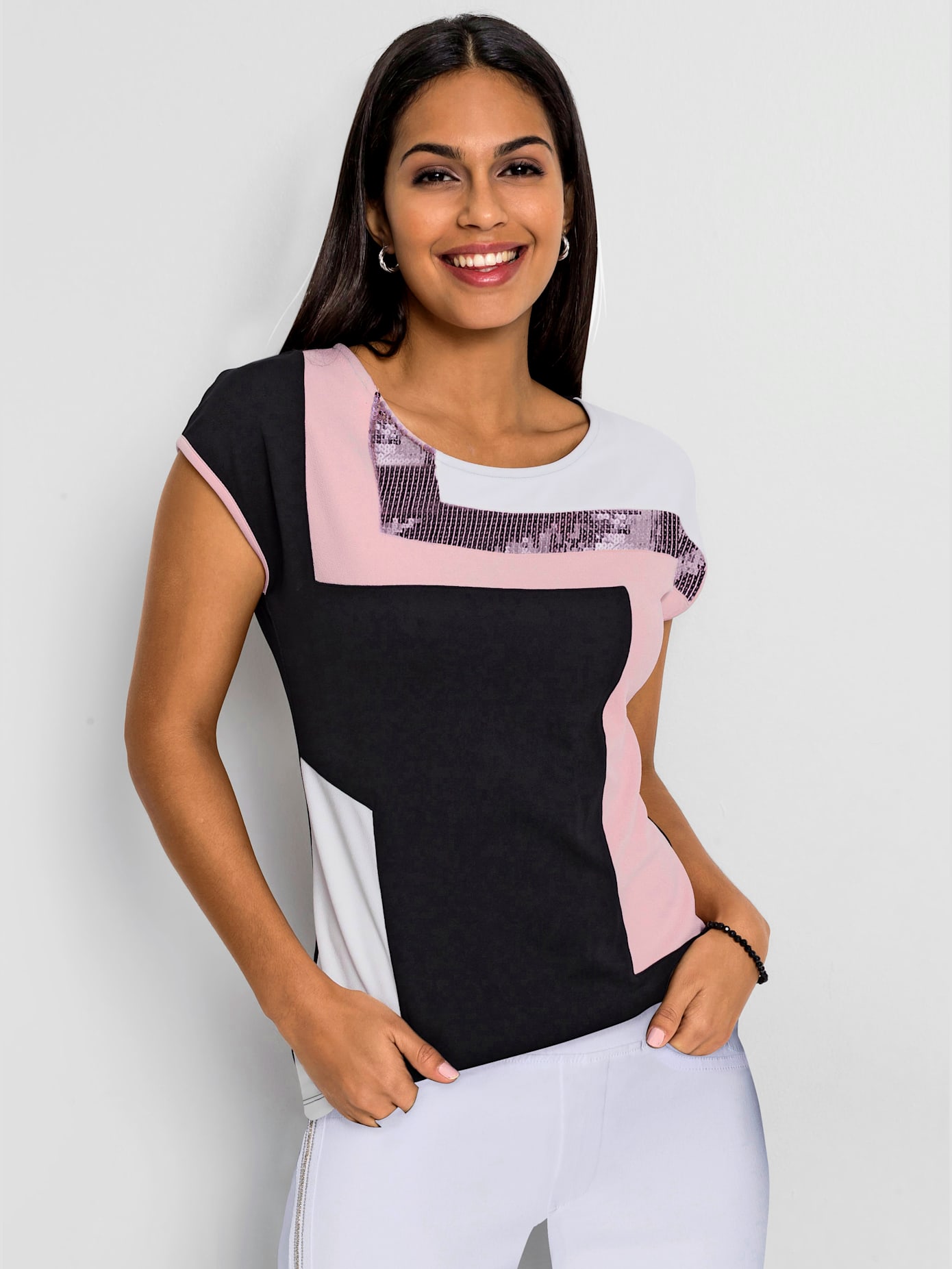 T-shirt avec empiècement viscose