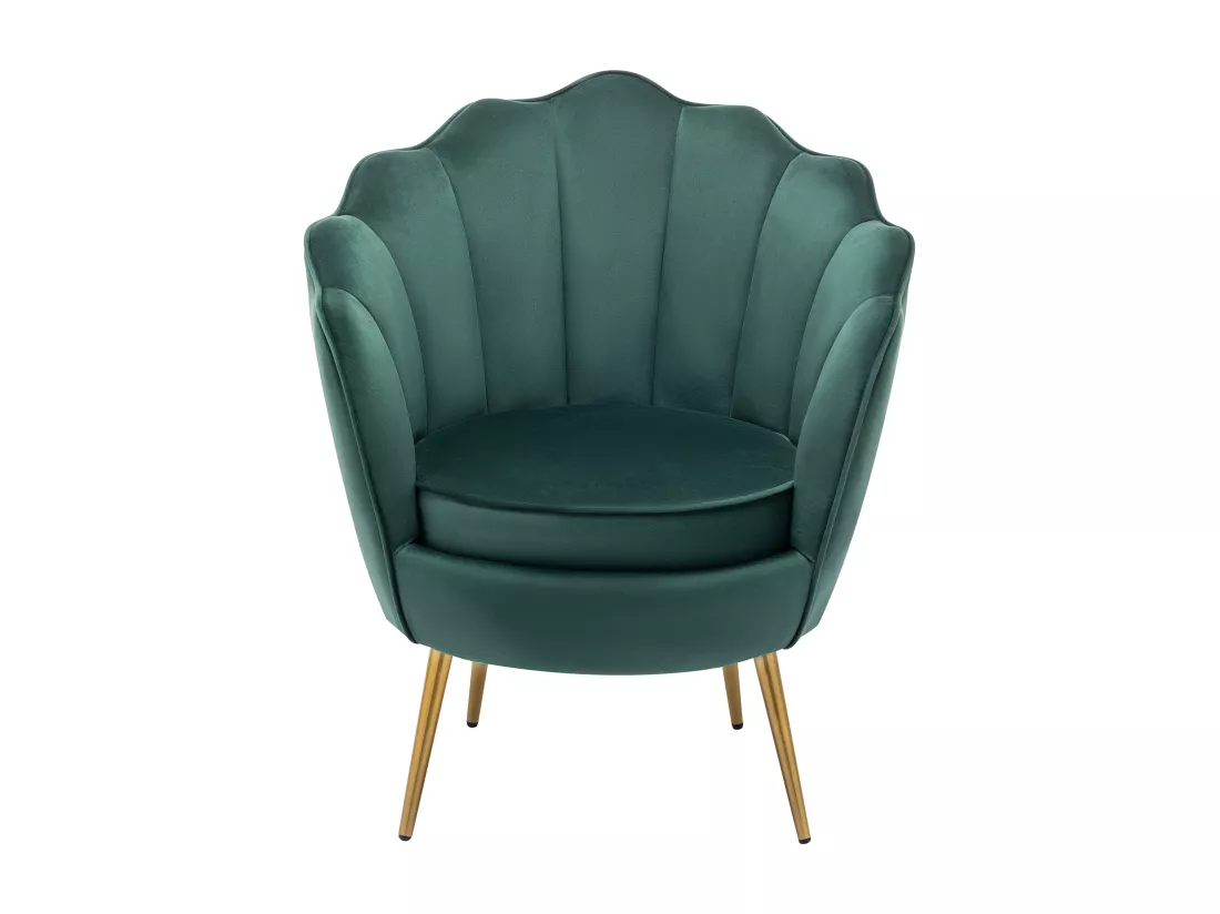 Fauteuil coquillage en velours vert LALEA