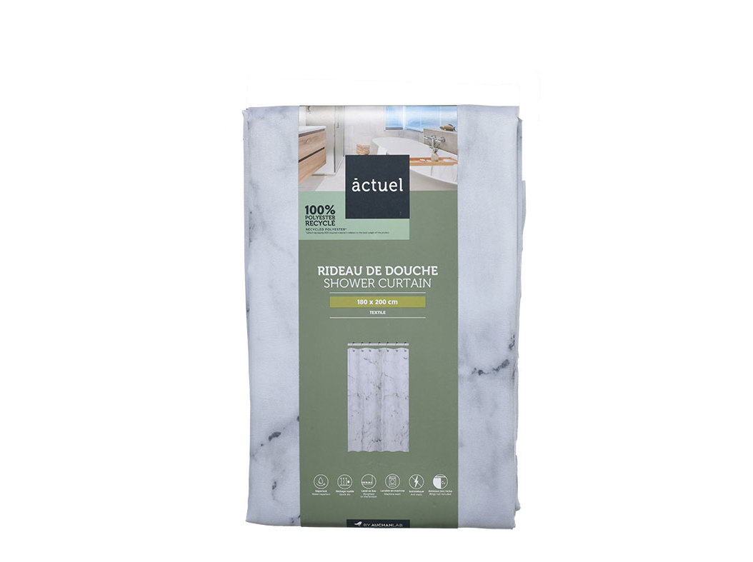 CORTINA DUCHE POLIESTER RECICLADO ACTUEL MARMOREADO 180X200CM