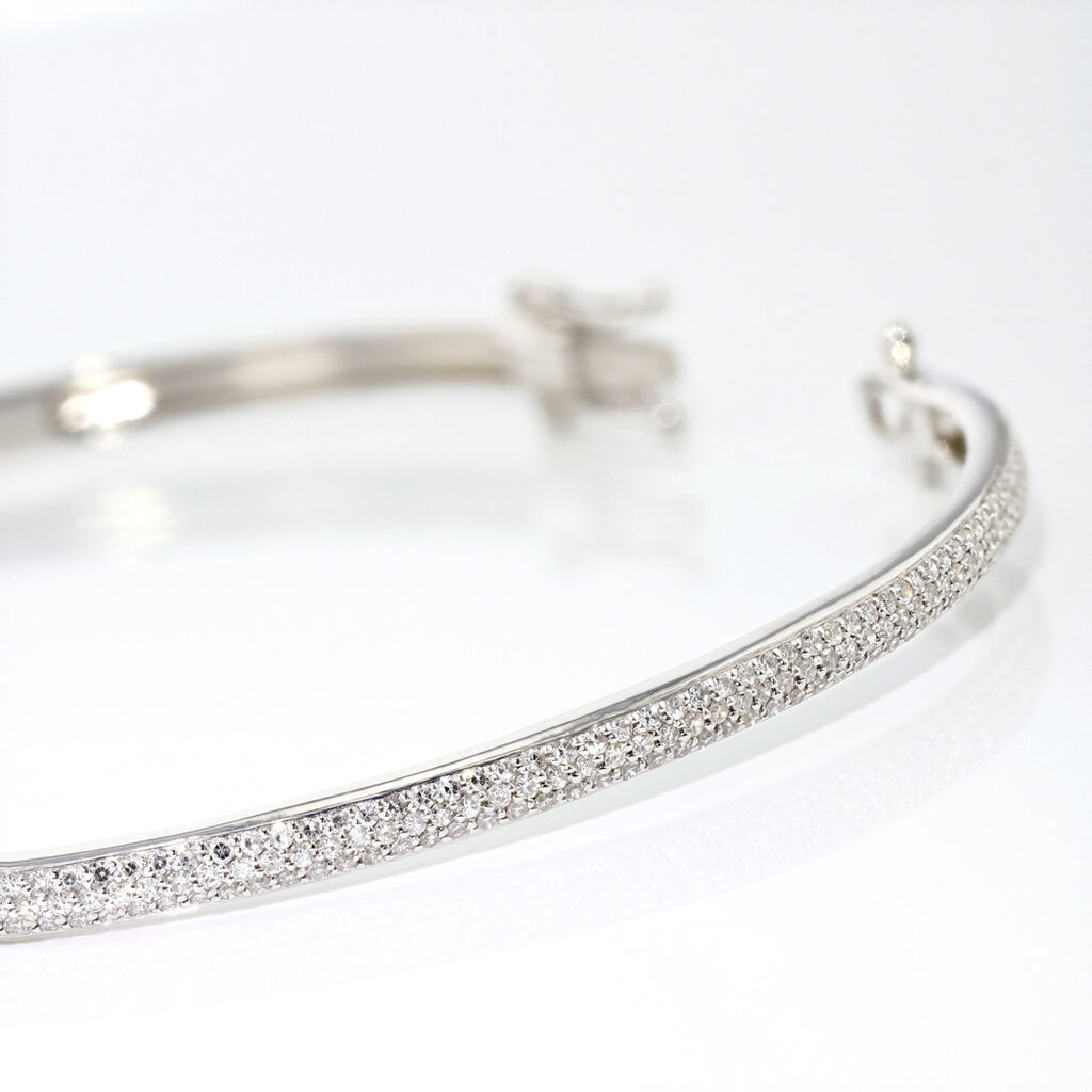 Bracelet Jonc Posie Or Blanc Diamant