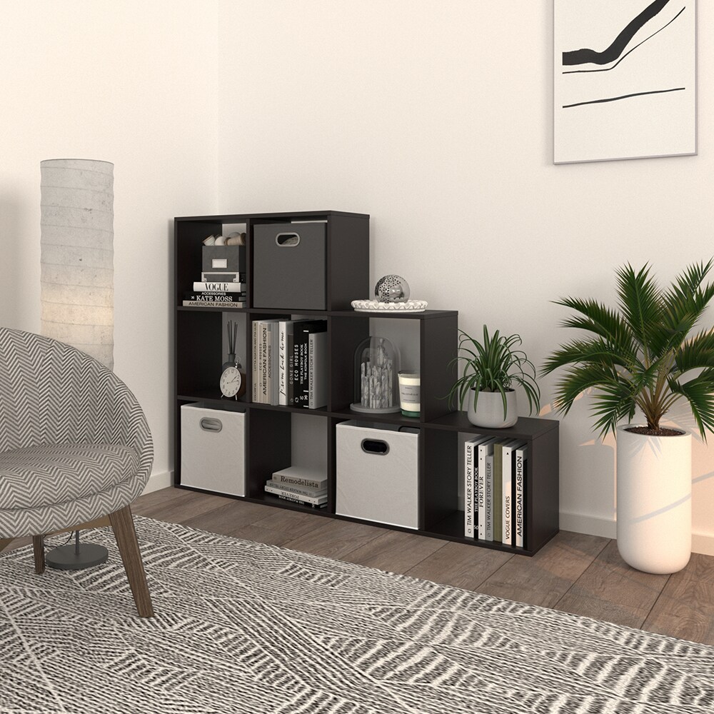 Vicco Treppenregal Raumteiler Bücherregal 9 Fächer Schwarz Stufenregal Regal