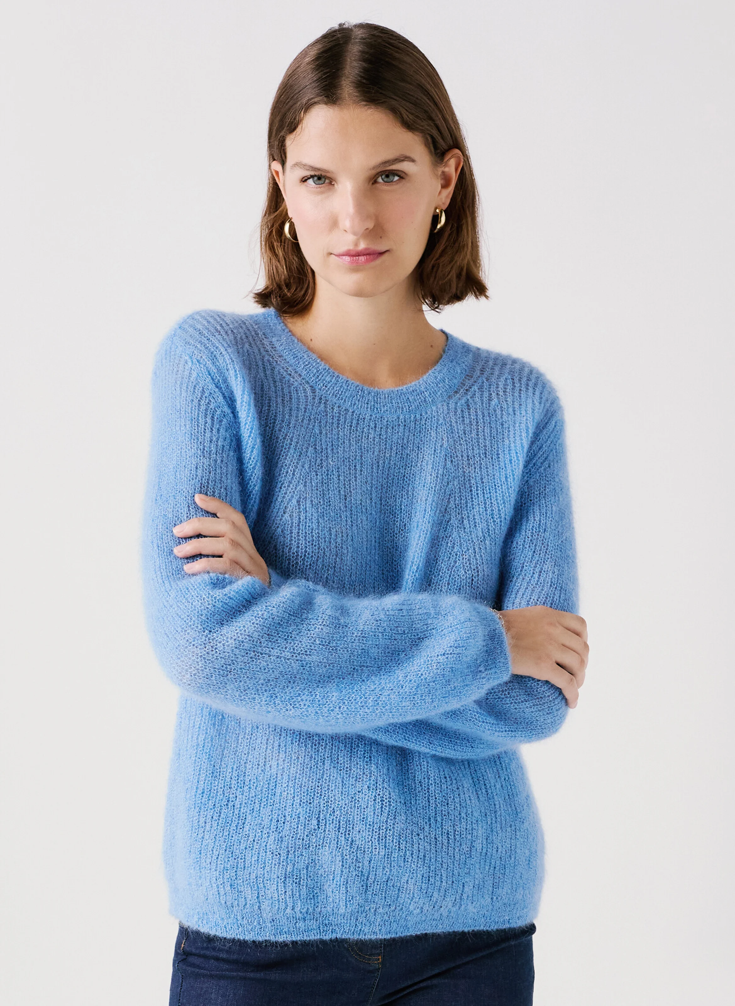 MJOE - Pull droit en laine mélangée | Bleu