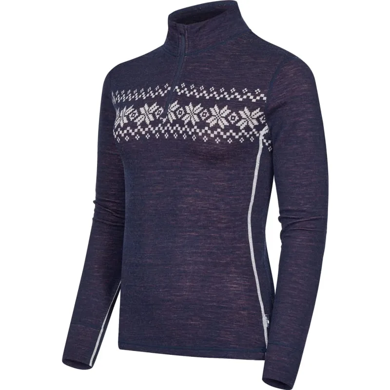 Gridarmor Women's Snøkrystal Jacquard Ullgenser Navy Blazer
