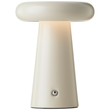 Brilliant buitentafellamp Muffin met USB oplaadbare accu beige