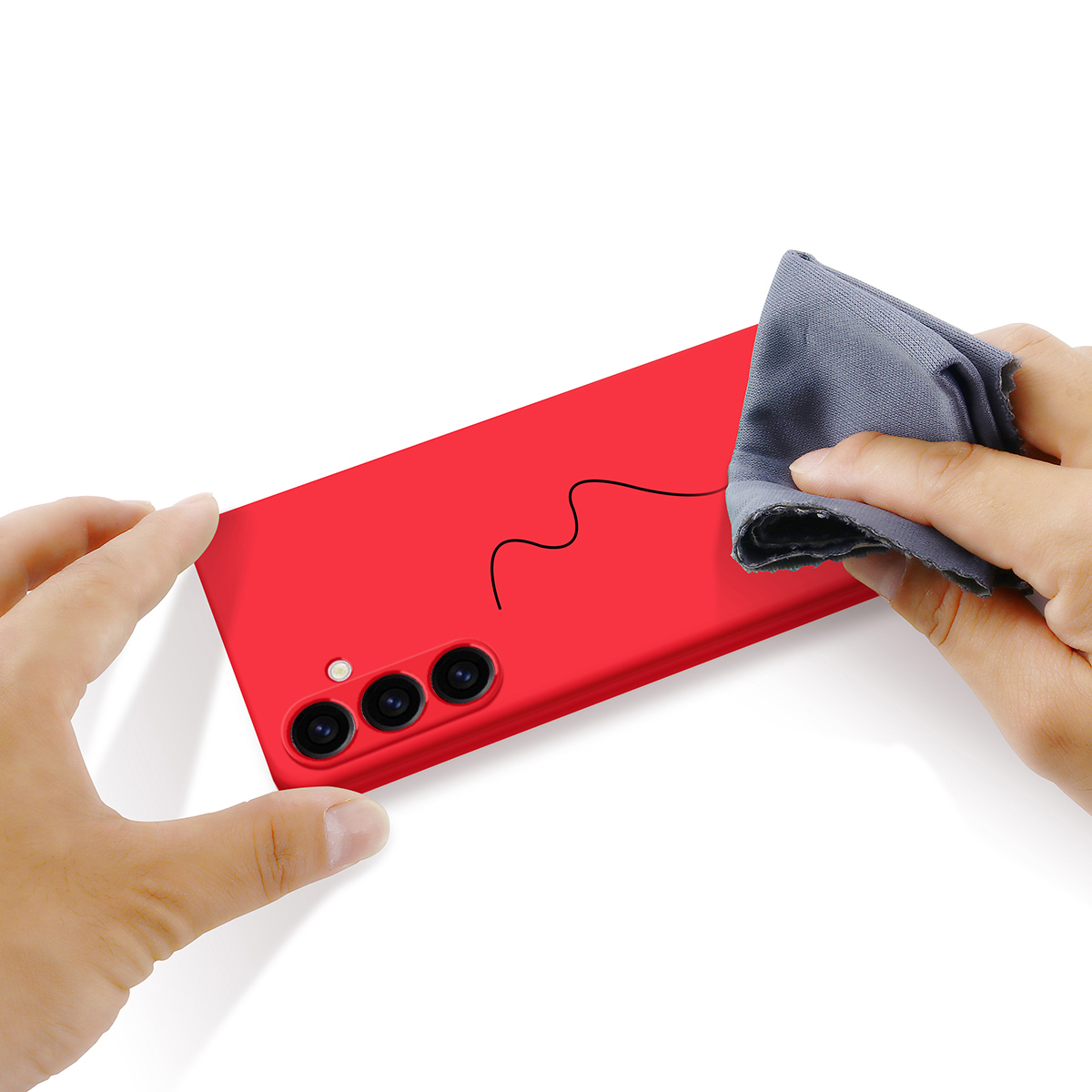Samsung Galaxy S24 FE Silikon Case Hülle mit Kameraschutz   Handschlaufe - Rot
