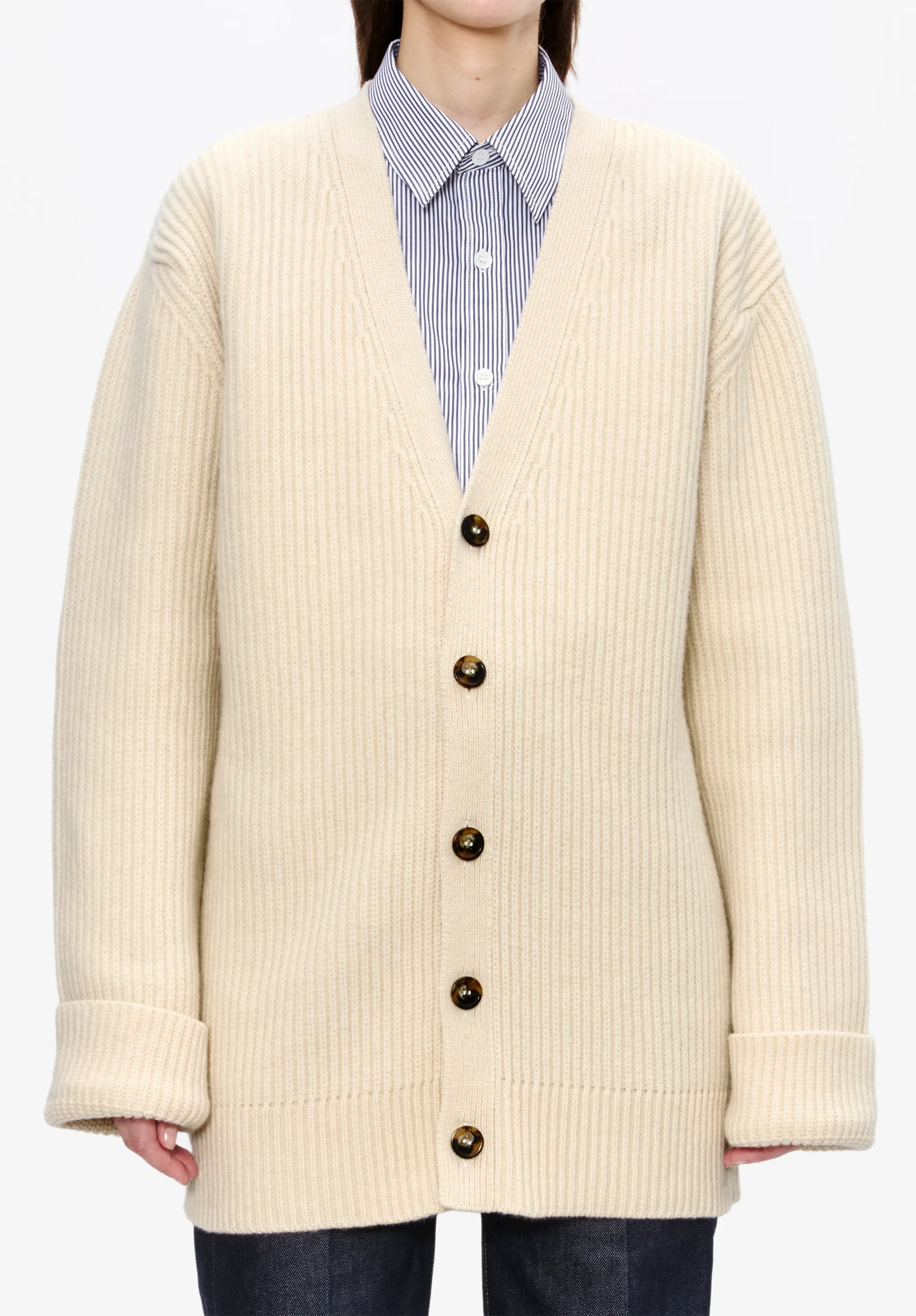 Cardigan unisexe laine et cachemire - Ecru