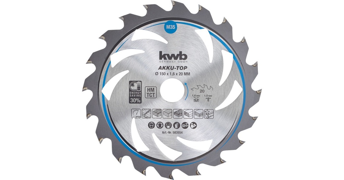 KWBDun Zagend Cirkelzaagblad, met hardmetaal versterkt 150mm
