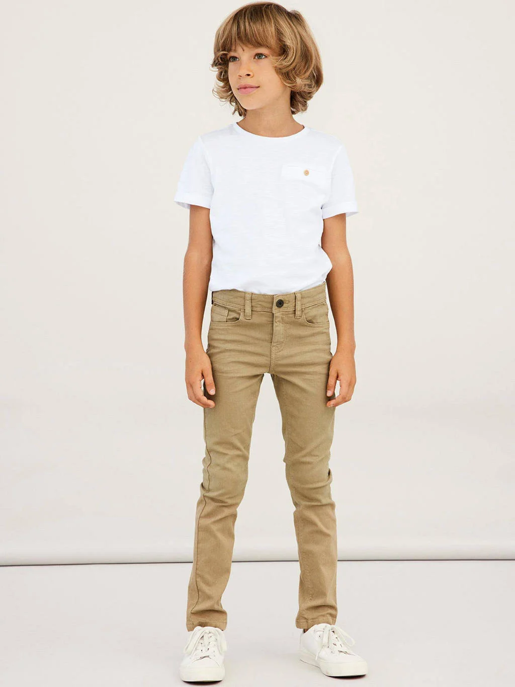 NAME IT slim fit broek NKMTHEO beige