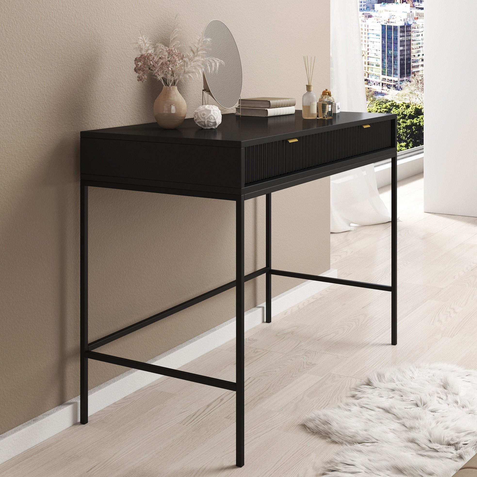 Meubella - Kaptafel Navil - Zwart - 104 cm