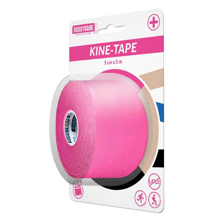 Kine-Tape latexfrei Buddycare med 5cmx5m pinkrosa, 1 St