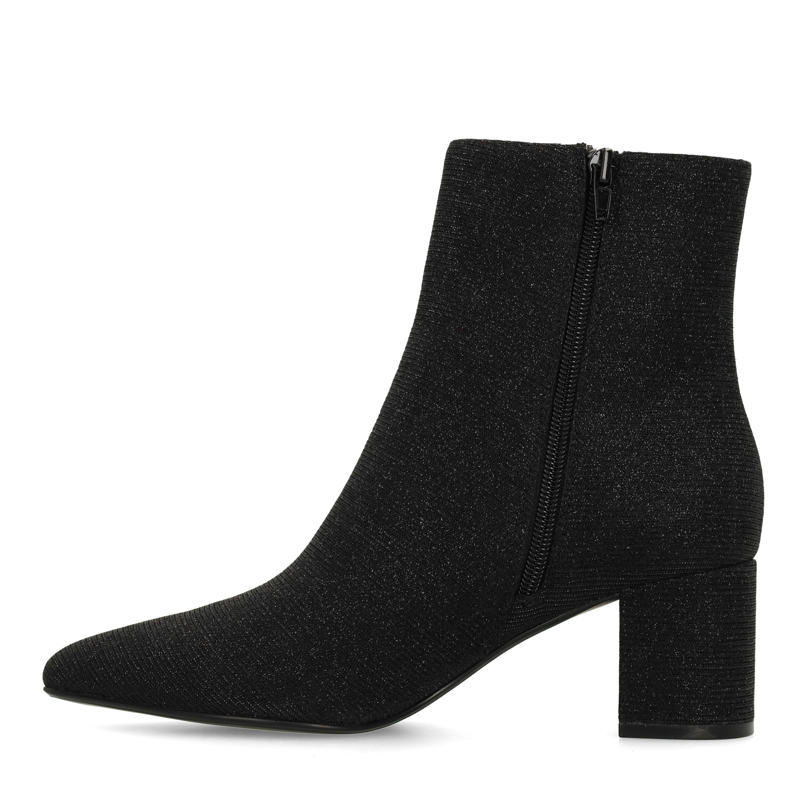 Zwarte glitter enkellaarsjes met hak