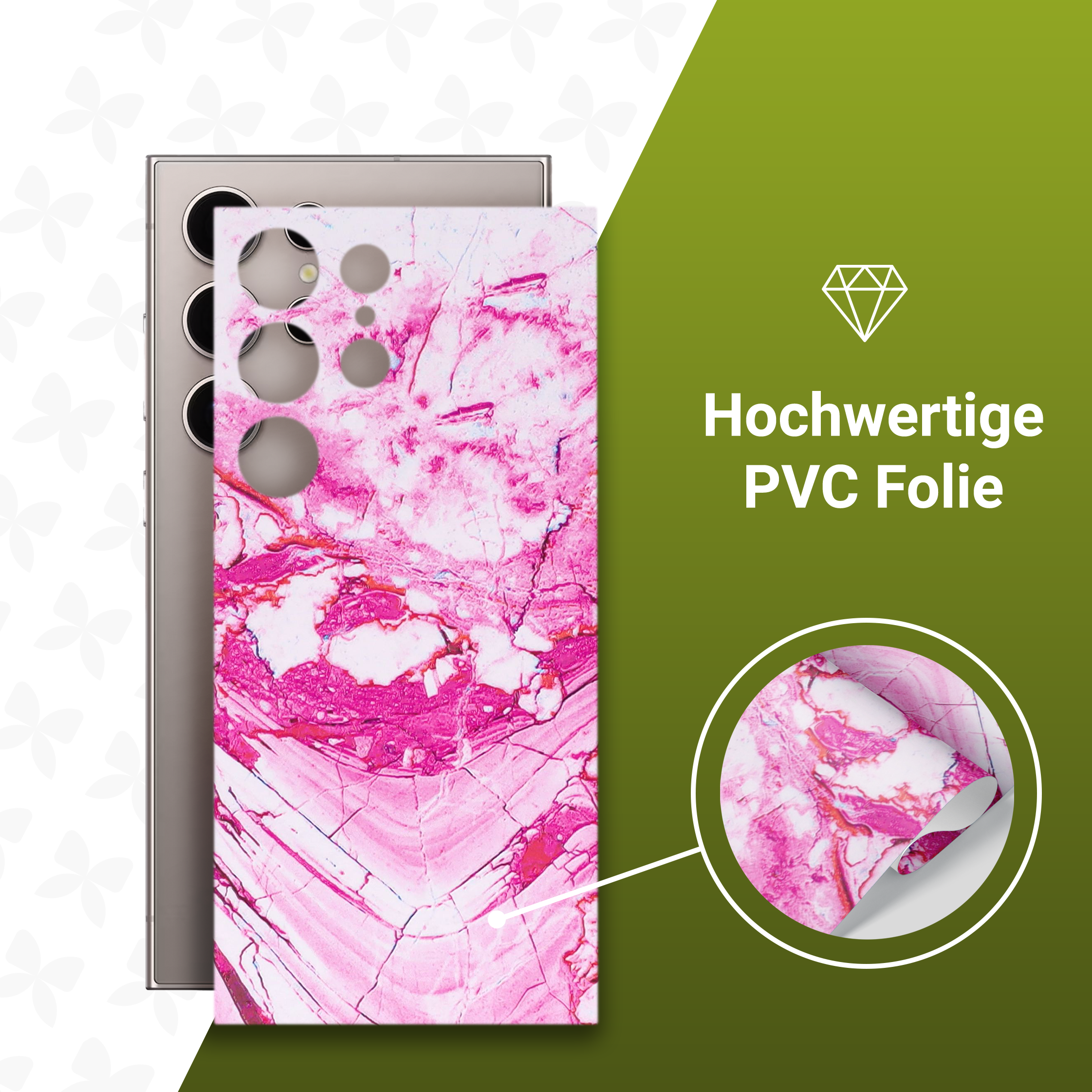 (2er Set) Samsung Galaxy S23 Ultra 5G Backcover Schutzfolie Swiss Made - Sakura Marble