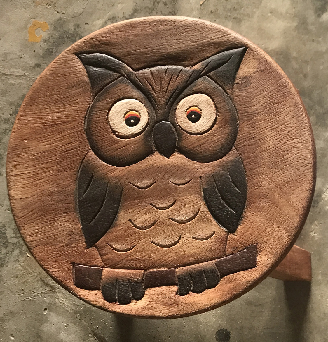 Hocker mit Motiv 'Eule', natur, Ø 25 cm, H 25 cm von fischer's lagerhaus
