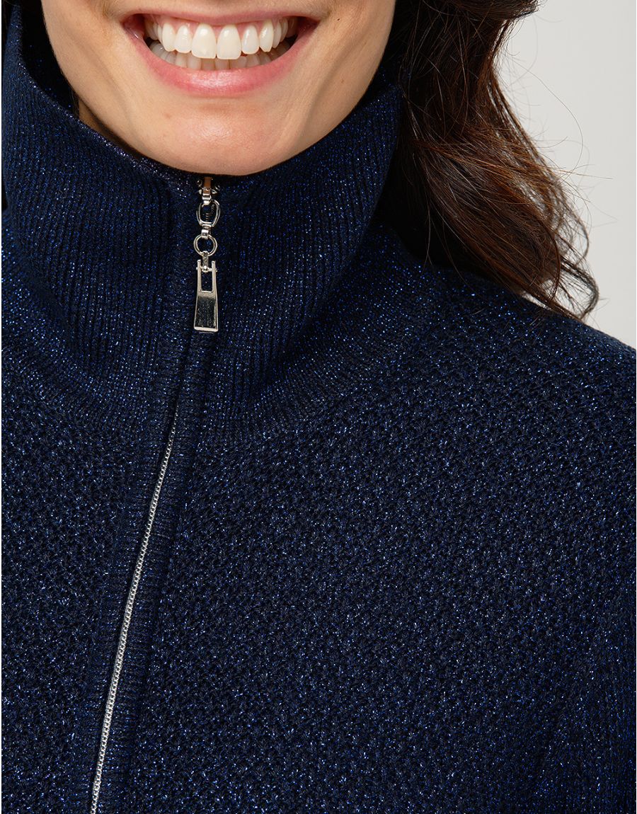 Gilet maille marine irisé