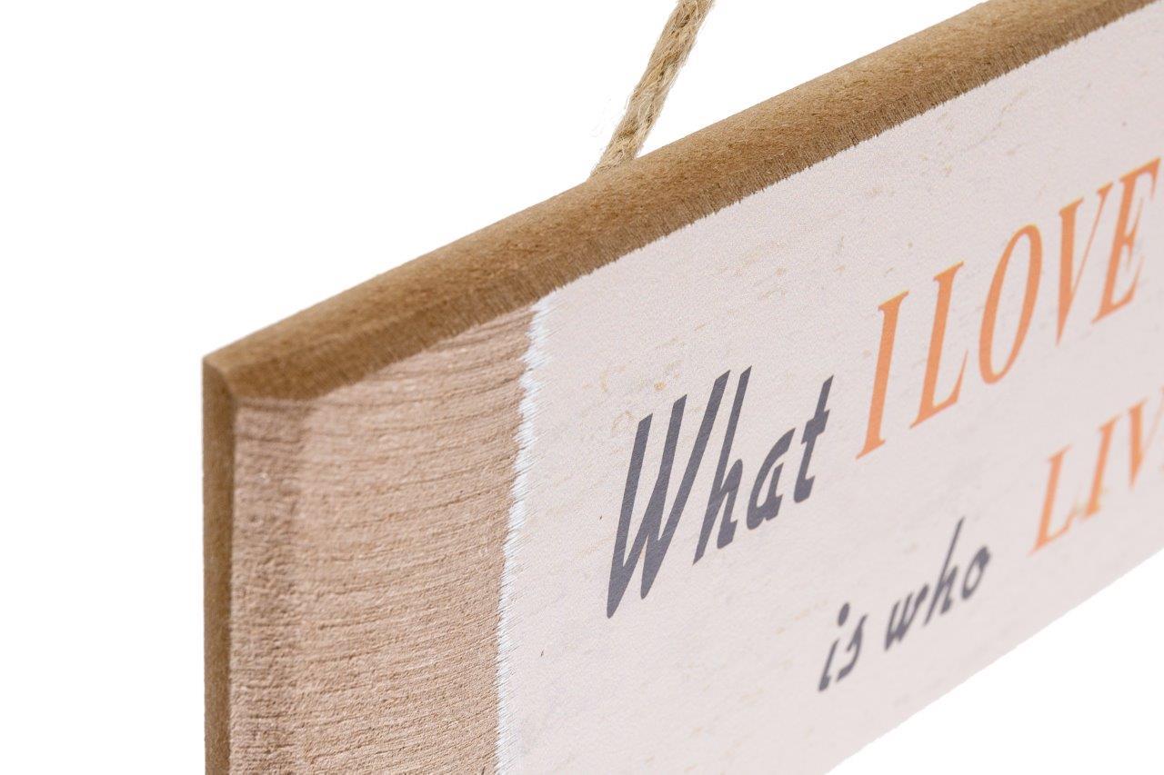 Holzschild - What I love about my home - 35x12 cm