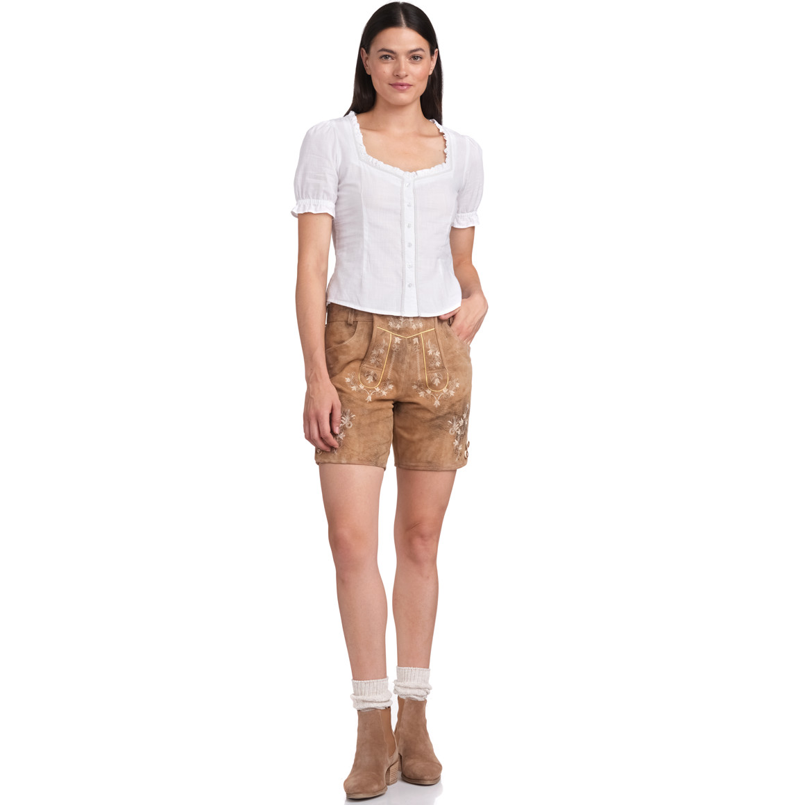 Gina Benotti Damen Bluse mit weitem Ausschnitt weiss