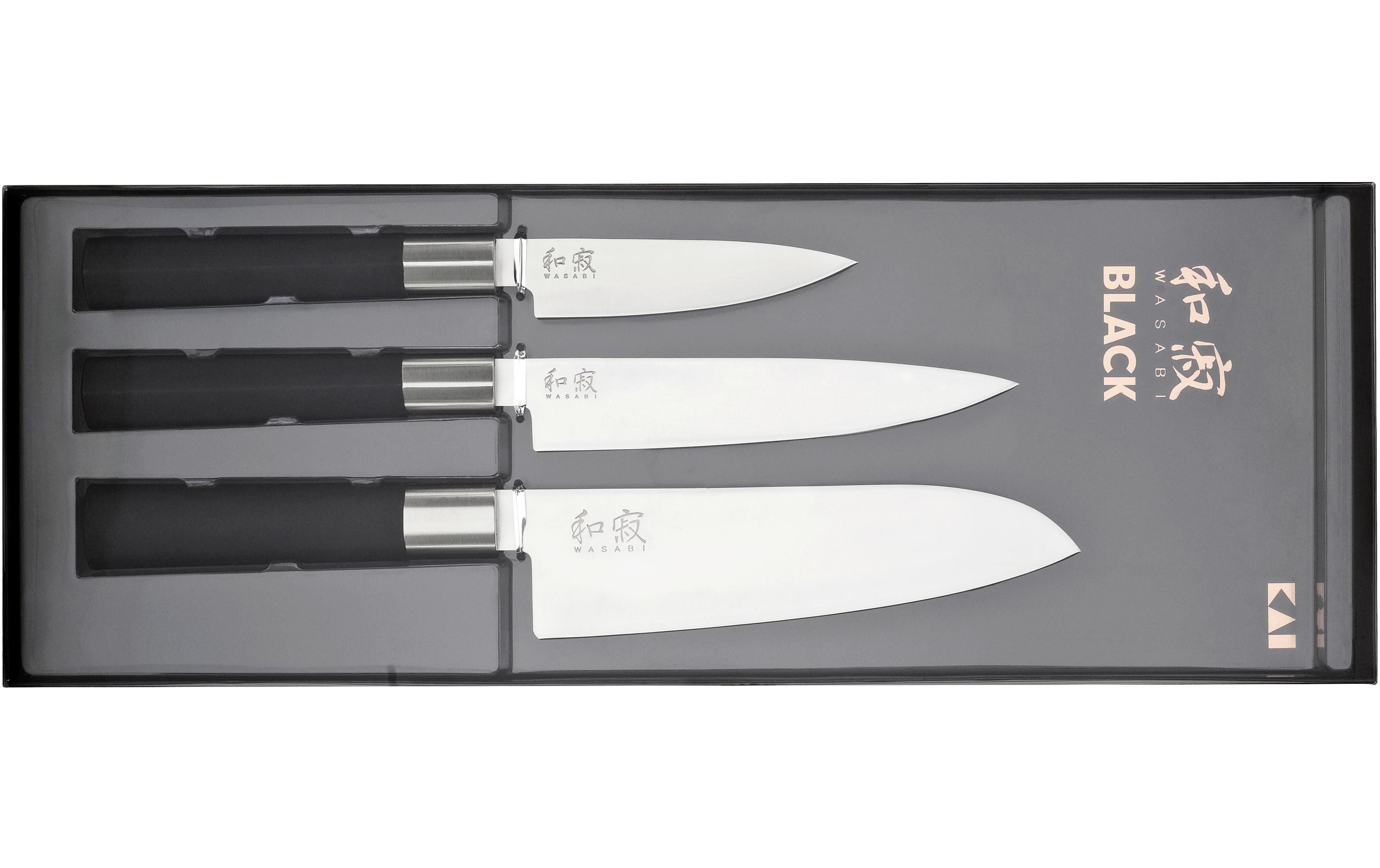Kochmesser Wasabi 3 tlg. Schwarz<br>Messerset aus Edelstahl