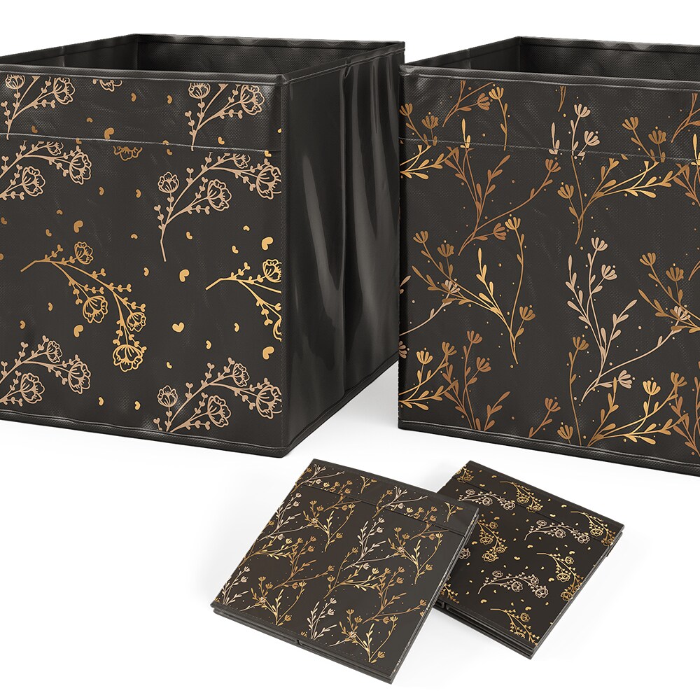 Vicco Faltbox Aufbewahrungsbox Regalbox Schwarz Gold Floral 2 Hartkarton Ablage