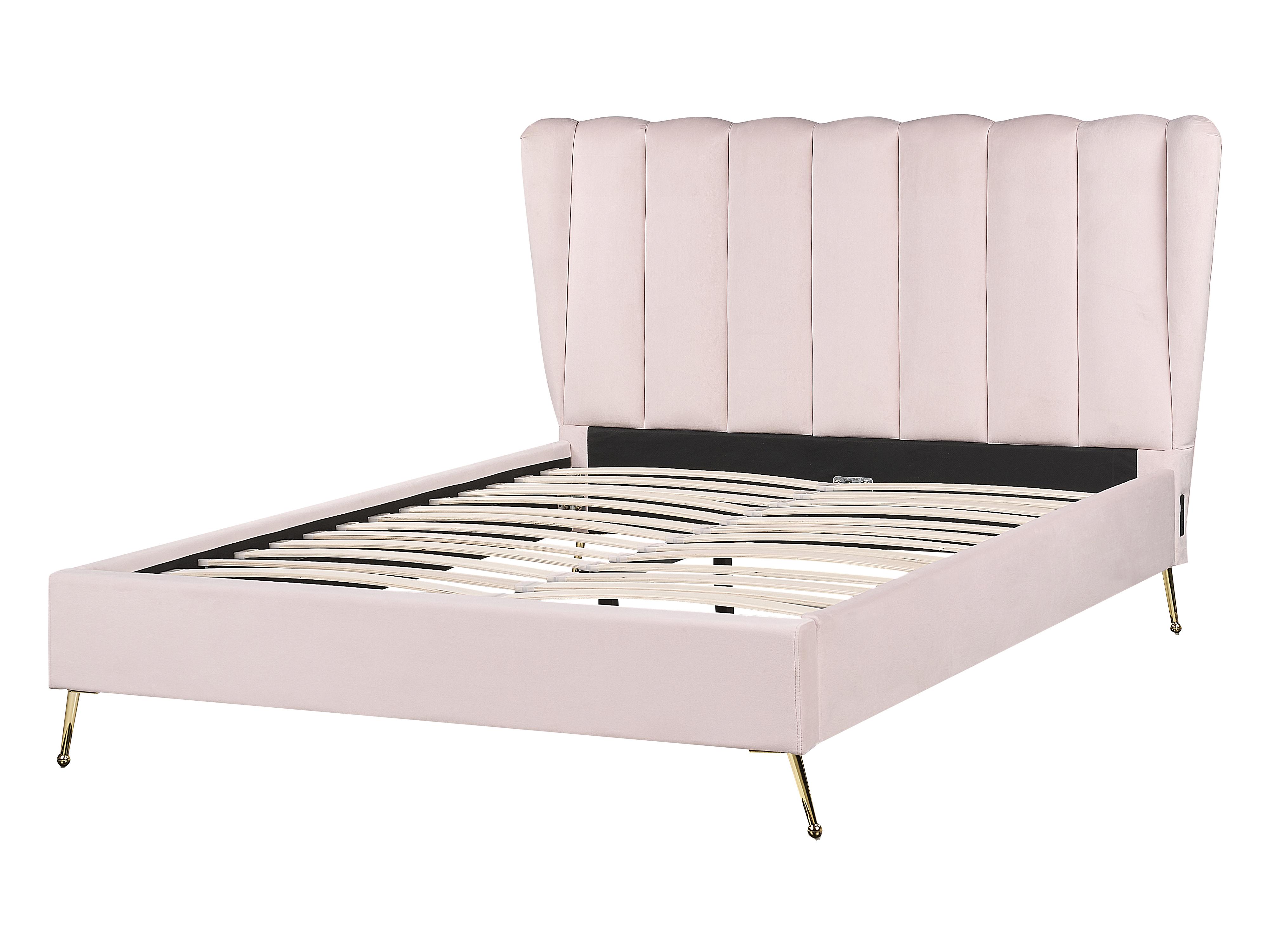 Bed Fluweel MIRIBEL 140 x 200 cm Pastelroze