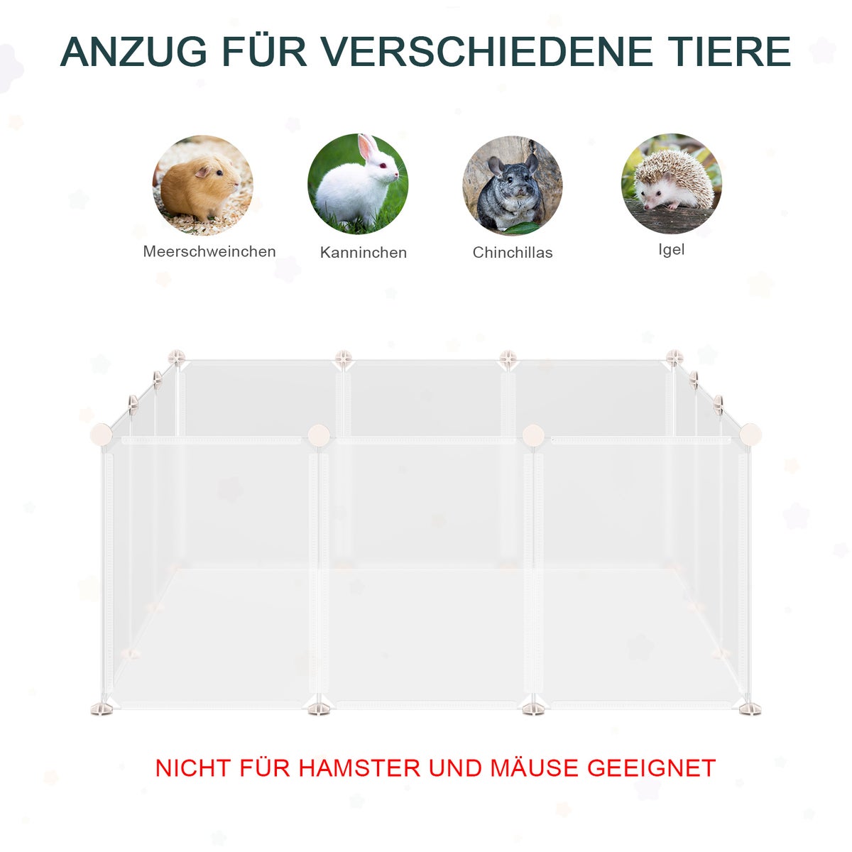 PawHut gaasomheining, buitenren, 105 x 105 x 45 cm, metaal PP-hars, wit