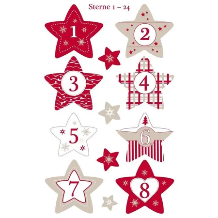 Avery Zweckform Z-Design 52890, Weihnachtssticker, Sternzahlen 1-24, 24 Aufkleber