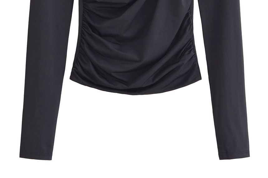 Avauntgardo - T-shirt met lange mouwen, V-hals en gerimpeld effect