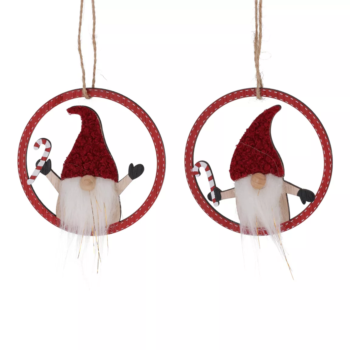 Lot de 2 Lutins de Noël à suspendre (D9 cm) Sucre d'orge