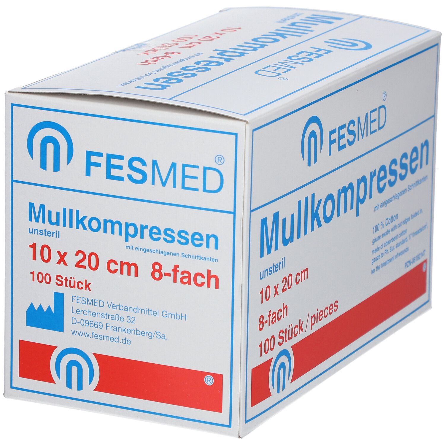 Fedmed Mullkompressen 10 x 20 cm unsteril 8fach