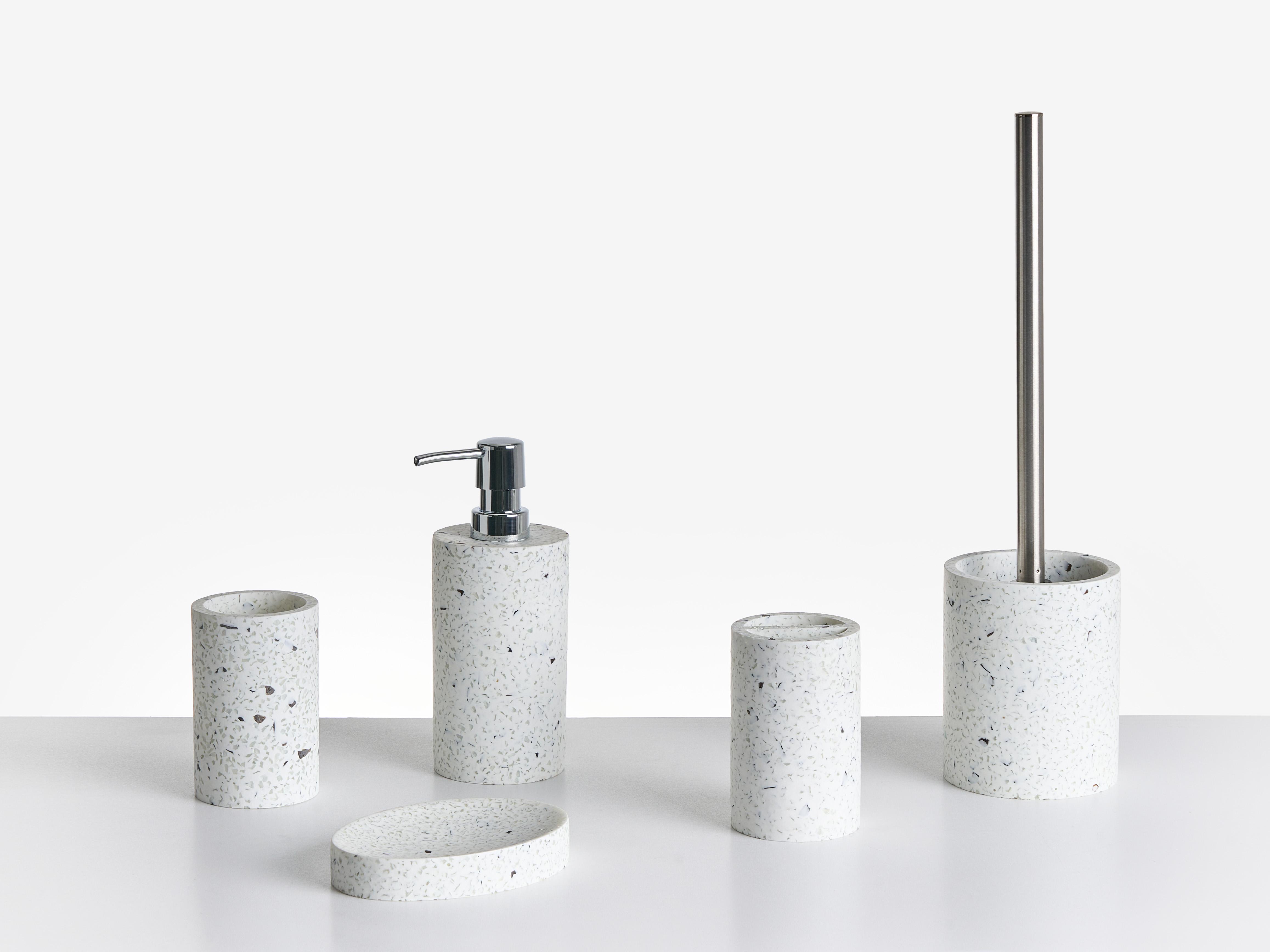 5-delige badkameraccessoireset PERENE Wit terrazzo