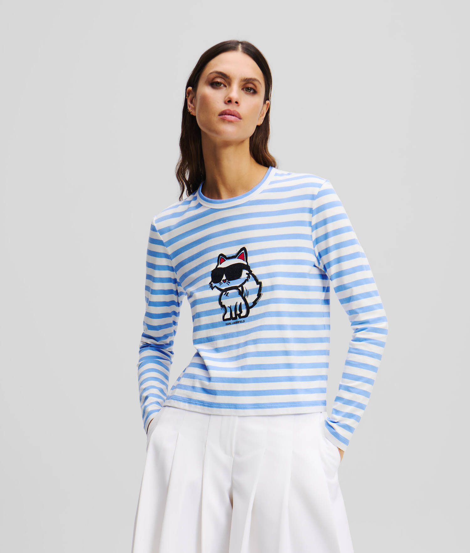T-SHIRT À MANCHES LONGUES ET À RAYURES IKON - Rayure ultra-marine-crème