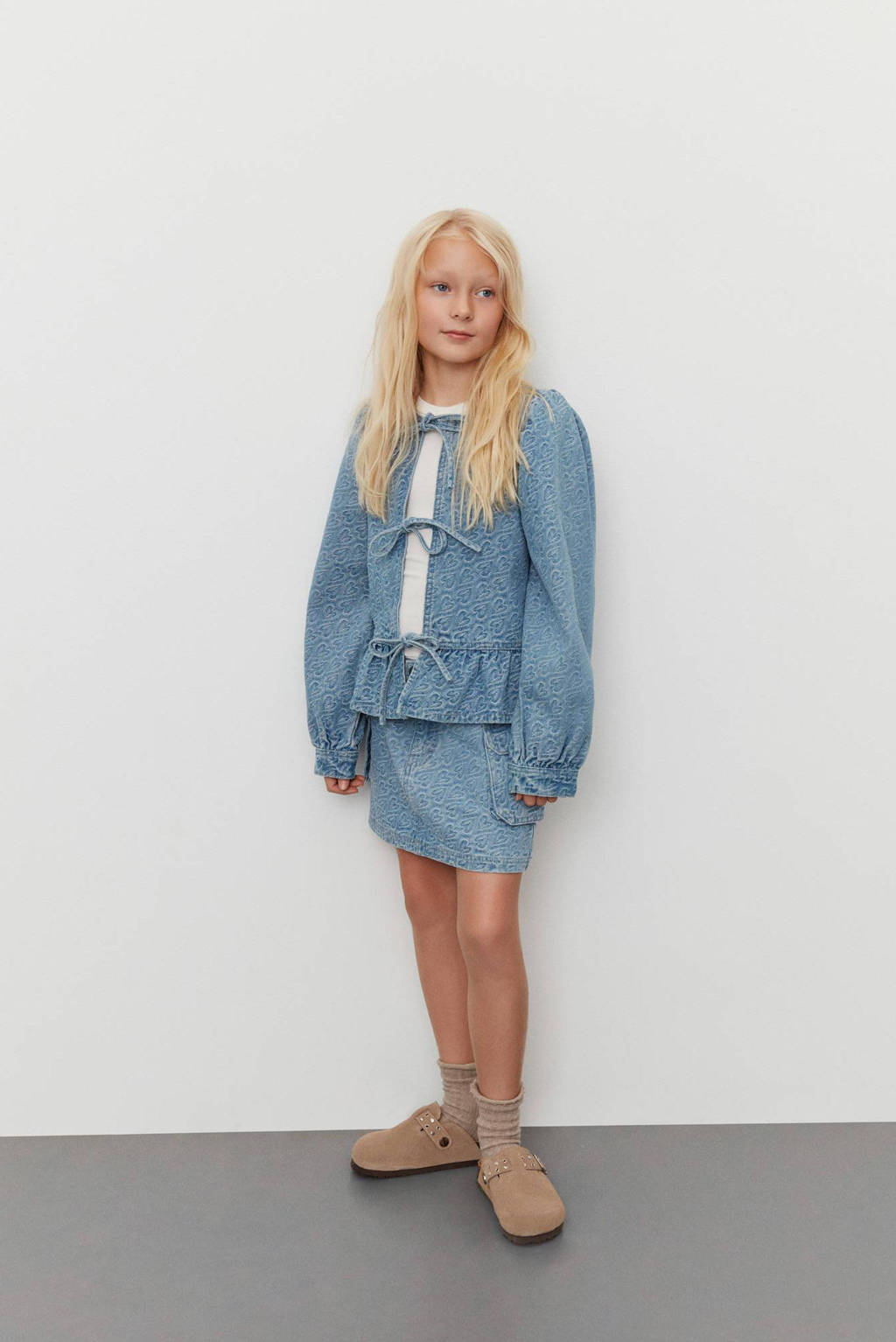 Sofie Schnoor spijkerrok met hartjes light blue denim