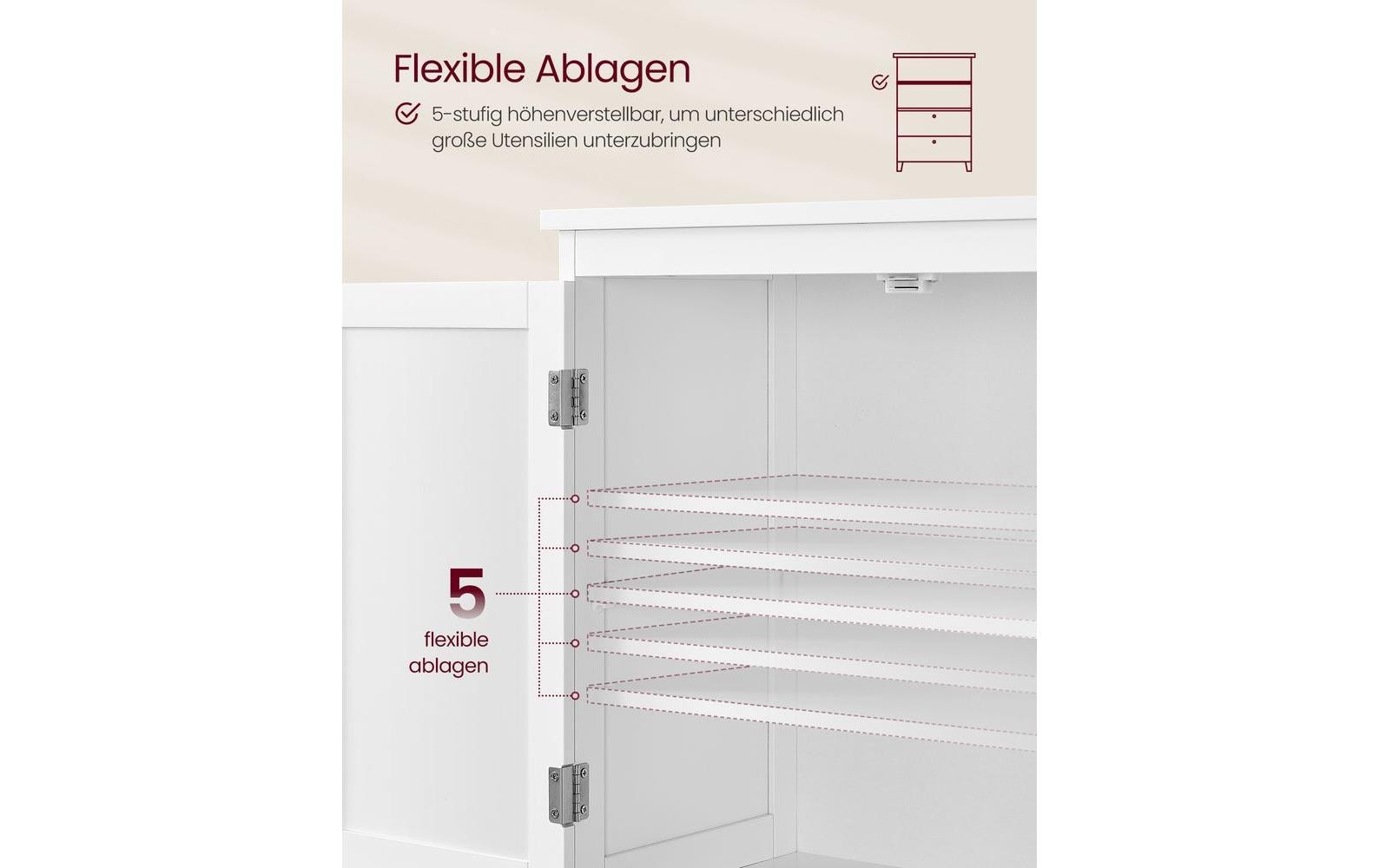 Vitrine Landhausstil 60 x 110 cm, Weiss<br>Schrank mit 2 Schubladen