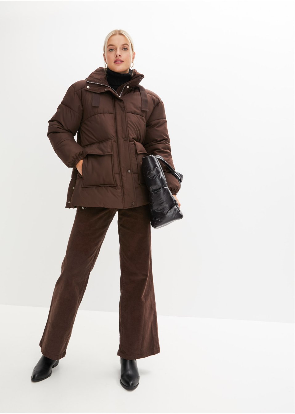 Veste matelassée rembourrée en polyester recyclé avec capuche amovible