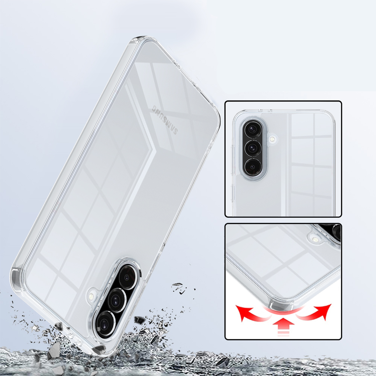 Samsung Galaxy A36 Hybrid Hülle TPU Bumper   Acryl Rückseite - Transparent