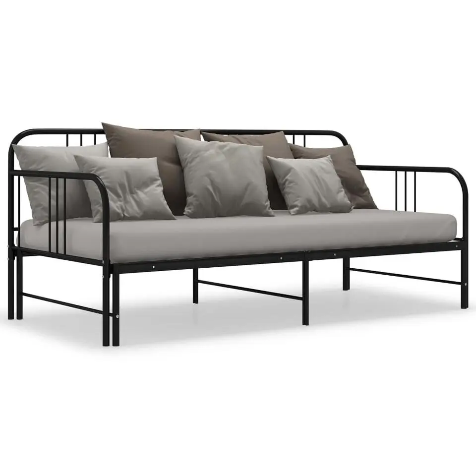 vidaXL - Onderschuifbed - Zwart - Metaal - 90x200 cm