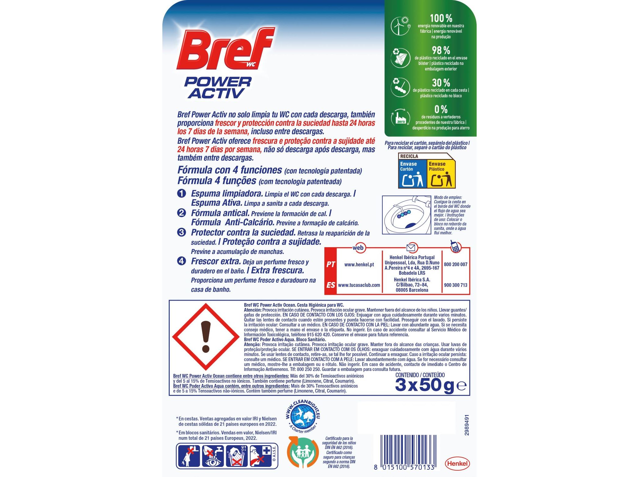BLOCO BREF SONASOL SANITÁRIO TRIPLO PODER ACTIVO AQUA 3UN