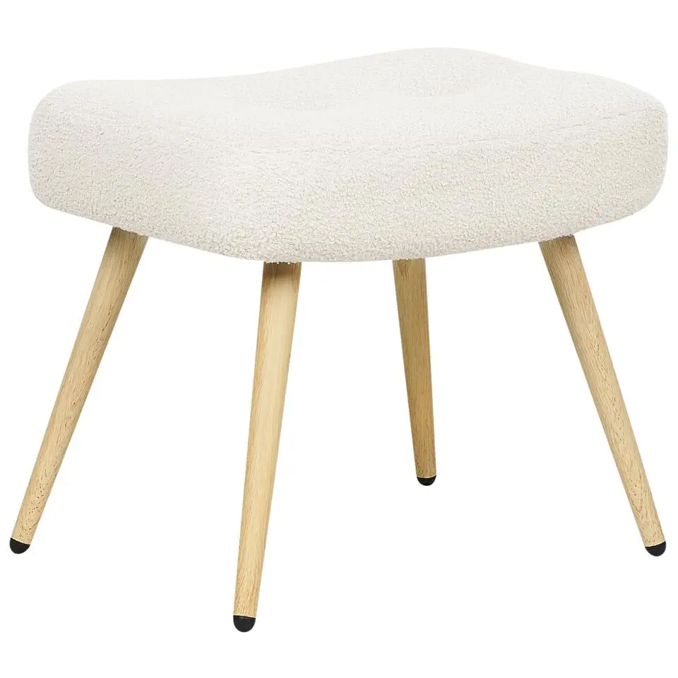 VEJLE II- Fauteuil met hocker - Wit - Bouclé