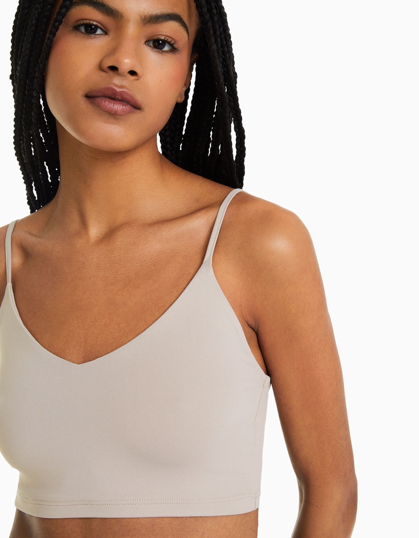 Top cropped de alças finas