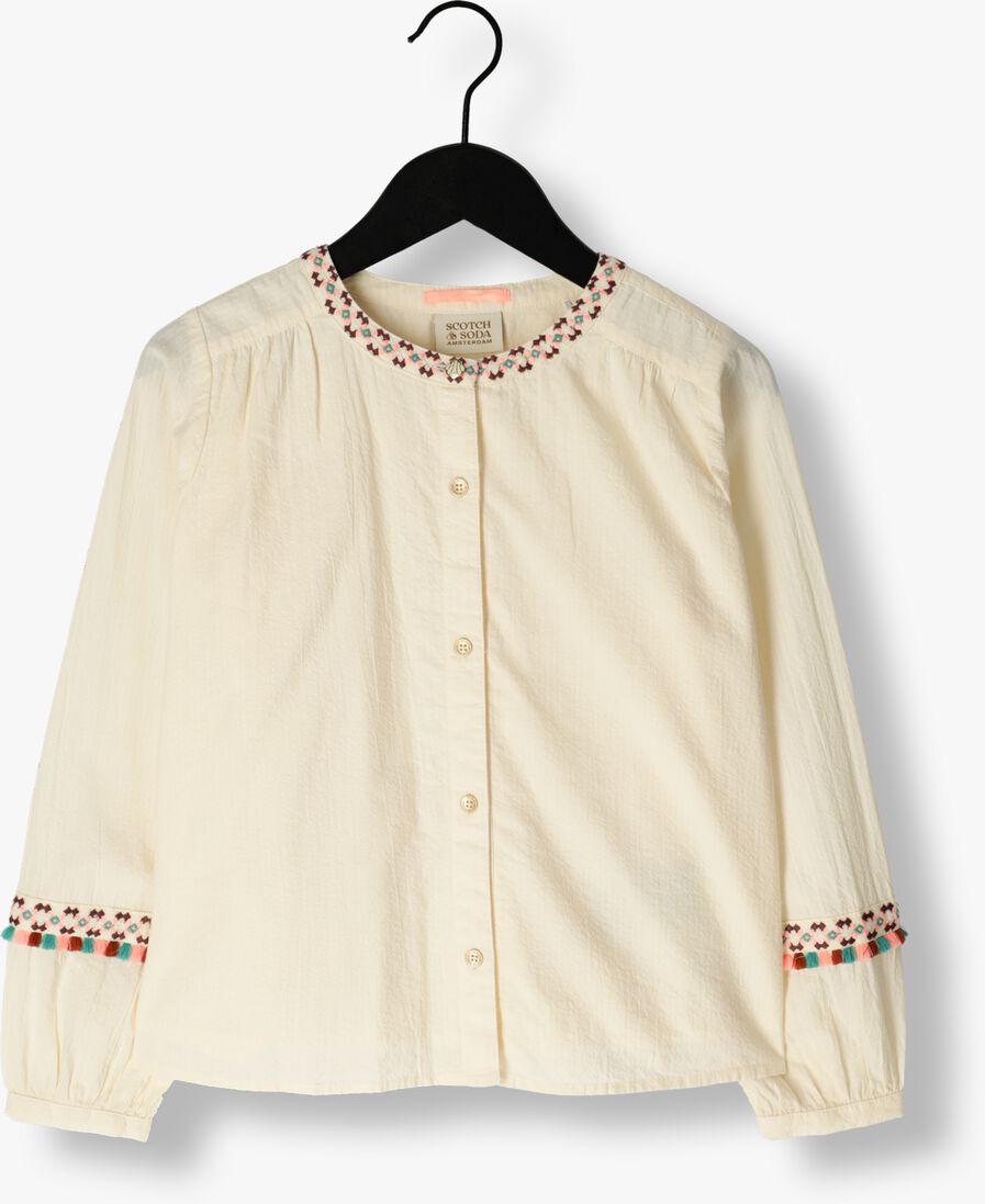 SCOTCH & SODA ecru scotch & soda blouse neon pop embroidered long-sleeved top