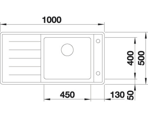 Blanco spoelbak ANDANO XL 6 S-IF, 1000 x 500 mm, roestvrij staal, 523000, 1 bak, met afdruipgedeelte, bak links, vlak ingebouwd